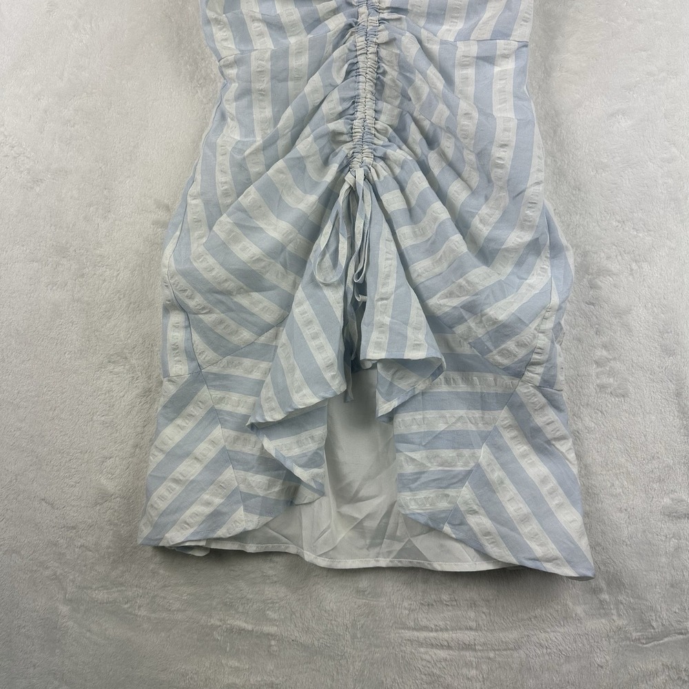 Cupcakes and Cashmere Womens Gathered Front Midi Dress Size 2 Blue White Stripes - Picture 3 of 14